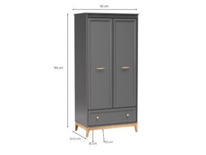 Miniaturka 2 - Szafa Rocella 92 cm – wymiary zewnętrzne i wysokość nóg