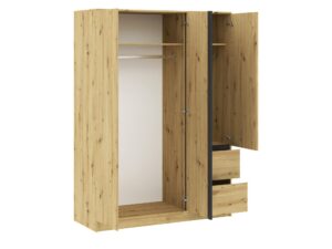 Miniaturka 4 - Szafa Sorvello 147 cm dąb Artisan z otwartymi drzwiami