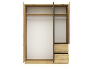 Miniaturka 5 - Szafa Sorvello 147 cm dąb Artisan z wnętrzem i 2 szufladami
