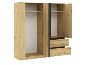 Miniaturka 3 - Szafa Sorvello 195 cm dąb Artisan z otwartym wnętrzem, półkami i drążkiem
