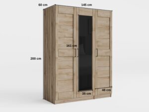 Miniaturka 3 - Szafa trzydrzwiowa Torvenza 145 cm dąb naturalny – zdjęcie 2
