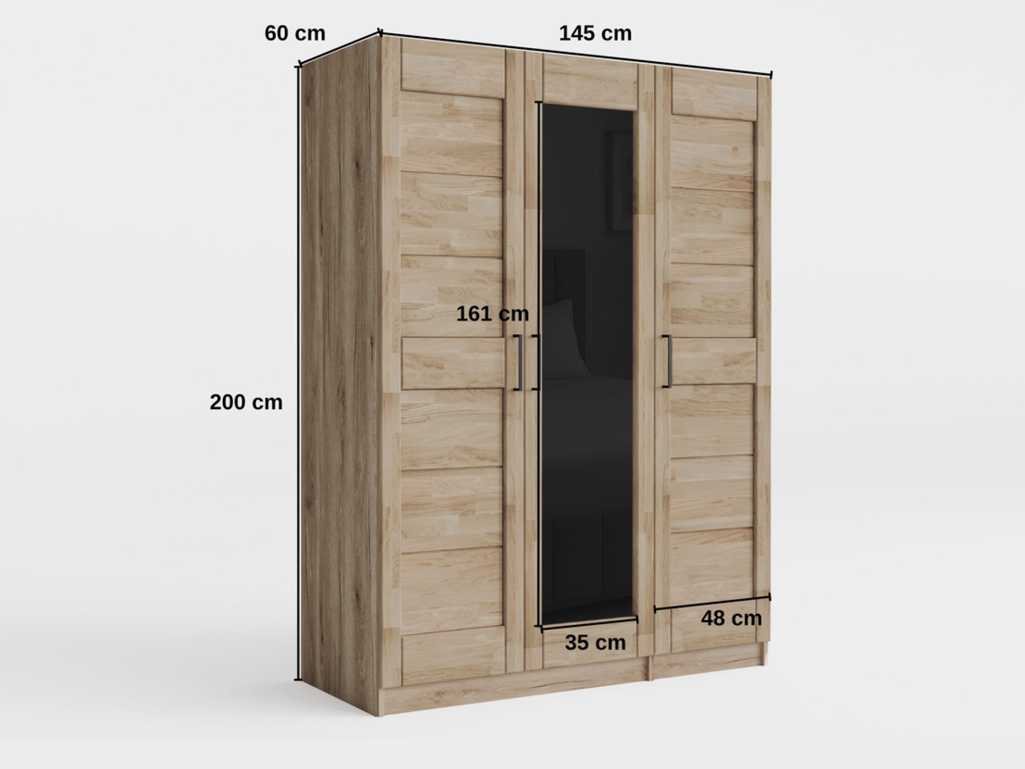 Szafa trzydrzwiowa Torvenza 145 cm dąb naturalny – zdjęcie 2