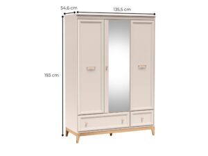 Miniaturka 4 - Szafa Velvara z lustrem, wymiary 135,5 na 193 cm