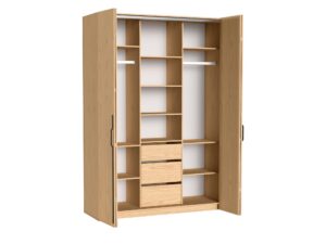 Miniaturka 9 - Szafa Vilonia 170 cm Dąb Bookmatch z otwartymi drzwiami składanymi i półkami