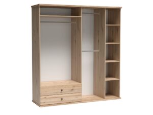 Miniaturka 2 - Szafa Sorenta z otwartymi frontami, drążkami, półkami i dwiema szufladami