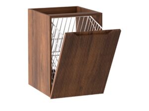 Miniaturka 4 - Szafka łazienkowa Coralia 40 cm Orzech Warmia – otwarty uchylny metalowy kosz
