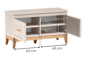 Miniaturka 5 - Szafka na buty Velvara – wymiary czterech przegródek wewnętrznych