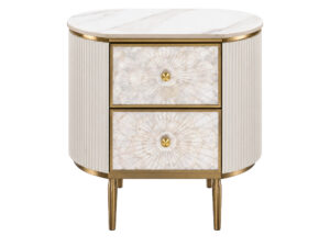 Miniaturka 5 - Szafka nocna 55 cm ecru z perłowymi szufladami Eleganza — widok produktu na białym tle