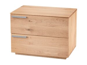 Miniaturka 1 - Szafka nocna dębowa Arella 2L z uchwytami po lewej – widok pod kątem