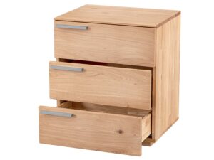Miniaturka 2 - Szafka nocna dębowa Arella 3L z uchwytami po lewej – widok pod kątem z prawej