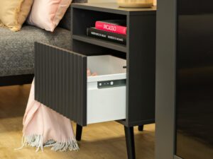 Miniaturka 3 - Antracytowa szafka nocna Bellvoro 47 cm z otwartą szufladą