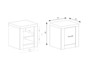 Miniaturka 4 - Szafka nocna Brenza – rysunek techniczny i półka wewnętrzna