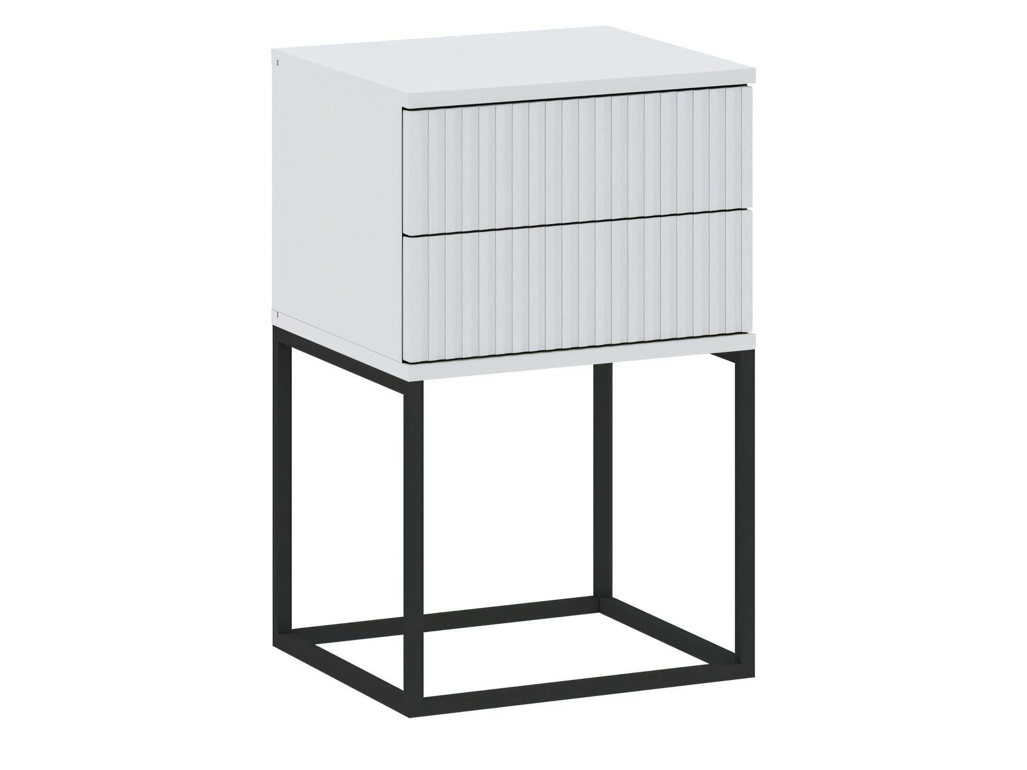 Biała szafka nocna Cadello 40 cm z 2 szufladami push-to-open