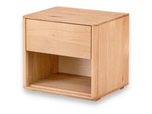 Miniaturka 4 - Szafka nocna dębowa Vandora 50 cm z jedną szufladą na białym tle