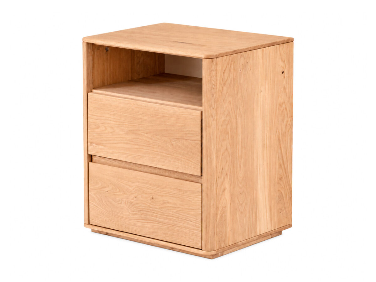 Szafka nocna dębowa Vandora 50 cm z 2 szufladami, dąb naturalny