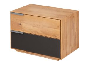 Miniaturka 1 - Szafka nocna dębowa Eleana 2L z uchwytami po lewej – widok pod kątem
