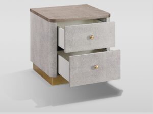 Miniaturka 2 - Szafka nocna Eleganza kaszmir — wysunięte dwie szuflady i jasne wnętrza
