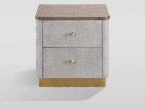 Miniaturka 1 - Szafka nocna Eleganza kaszmir — widok z przodu z dwiema szufladami
