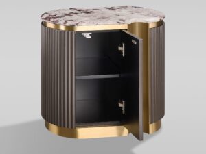 Miniaturka 4 - Szafka nocna Eleganza prawa – otwarte drzwi i półki wewnątrz