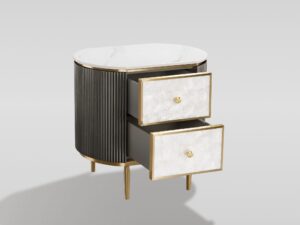 Miniaturka 3 - Szafka nocna 55 cm grafitowobrązowa z 2 szufladami – Eleganza – zdjęcie 3