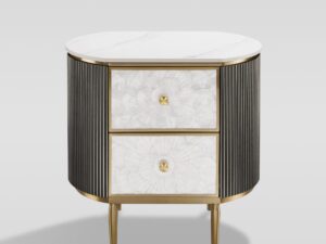 Miniaturka 1 - Szafka nocna 55 cm grafitowobrązowa z 2 szufladami – Eleganza