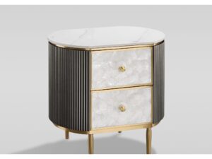 Miniaturka 2 - Szafka nocna 55 cm grafitowobrązowa z 2 szufladami – Eleganza – zdjęcie 2