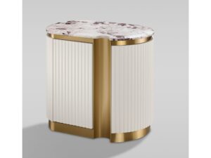 Miniaturka 7 - Szafka nocna prawa 60 cm ecru z marmurowym blatem – Eleganza – zdjęcie 2