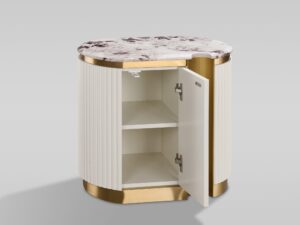 Miniaturka 8 - Szafka nocna prawa 60 cm ecru z marmurowym blatem – Eleganza – zdjęcie 3