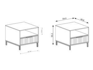Miniaturka 3 - Szafka nocna Movena – rysunek techniczny półki i szuflady