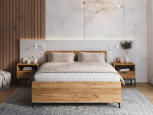 Miniaturka 5 - Szafka nocna Nocvella loft z szufladą i półką — w sypialni, kolor dąb craft