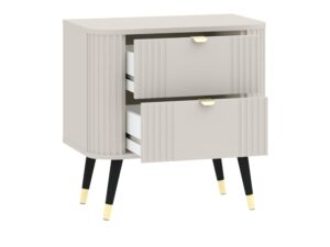 Miniaturka 1 - Szafka nocna Onvero 60 cm kaszmir z wysuniętymi szufladami