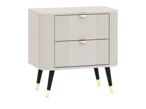 Miniaturka 3 - Szafka nocna Onvero 60 cm kaszmir z dwiema szufladami – widok z przodu