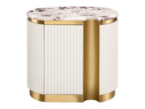 Miniaturka 5 - Szafka nocna prawa 60 cm biała ecru z marmurowym blatem Eleganza — widok produktu na białym tle