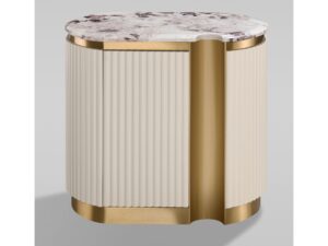 Miniaturka 1 - Szafka nocna prawa 60 cm kremowa z marmurowym blatem – Eleganza