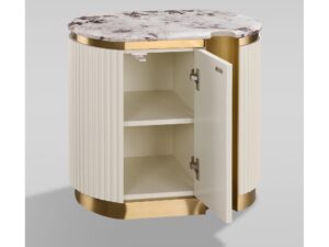 Miniaturka 3 - Szafka nocna prawa 60 cm kremowa z marmurowym blatem – Eleganza – zdjęcie 3