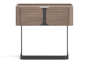 Miniaturka 6 - Szafka nocna 58 cm orzechowa z czarną podstawą – Selvina