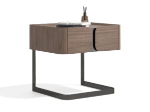 Miniaturka 4 - Szafka nocna 58 cm orzechowa z czarną podstawą – Selvina – zdjęcie 5