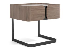 Miniaturka 1 - Szafka nocna 58 cm orzechowa z czarną podstawą – Selvina – zdjęcie 2