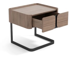 Miniaturka 2 - Szafka nocna 58 cm orzechowa z czarną podstawą – Selvina – zdjęcie 3