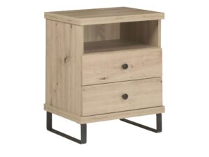 Miniaturka 1 - Szafka nocna Sorenta dąb Artisan na czarnych nogach metalowych z otwartą półką