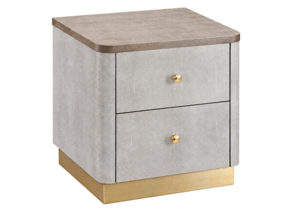 Szafka nocna z fakturą shagreen i blatem z szarego jesionu 55 cm kaszmir Eleganza — widok produktu na białym tle