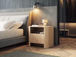 Miniaturka 7 - Szafka nocna Lavello dąb Vicenza – aranżacja przy łóżku z lampą