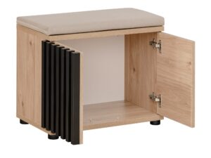 Miniaturka 1 - Szafka na buty z siedziskiem Pedrivo 60 cm Hickory Jackson czarne lamele – zdjęcie 2