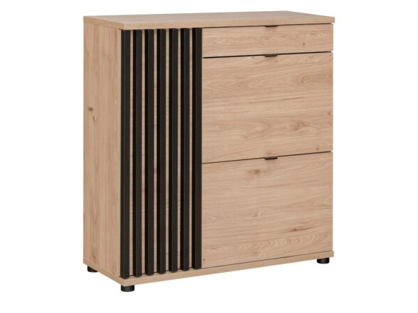 Szafka na buty z szufladą Pedrivo 90 cm Hickory Jackson czarne lamele