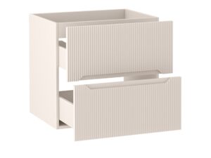 Miniaturka 6 - Szafka pod umywalkę Coralia 60 cm Kaszmir – wysunięte szuflady pod kątem