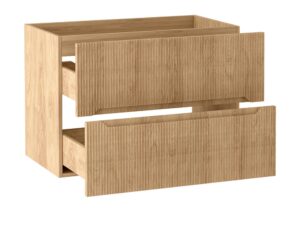 Miniaturka 19 - Szafka pod umywalkę Coralia 80 cm Hikora – dwie wysunięte szuflady