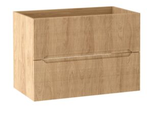 Miniaturka 4 - Szafka pod umywalkę Coralia 80 cm Hikora – dwie zamknięte szuflady, widok ukośny