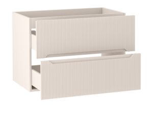 Miniaturka 15 - Szafka pod umywalkę Coralia 80 cm Kaszmir – wysunięte szuflady pod kątem