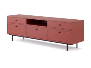 Miniaturka 3 - Szafka RTV Arrovia 181 cm – kolor ceramiczna czerwień, widok na białym tle
