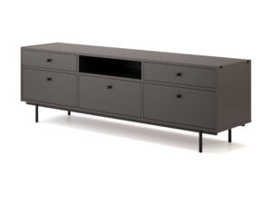 Miniaturka 2 - Szafka RTV Arrovia 181 cm – kolor czarny matowy, widok na białym tle